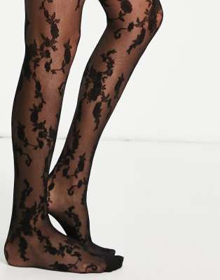 Pretty Polly - Collants en résille à motif fleuri - Noir | ASOS