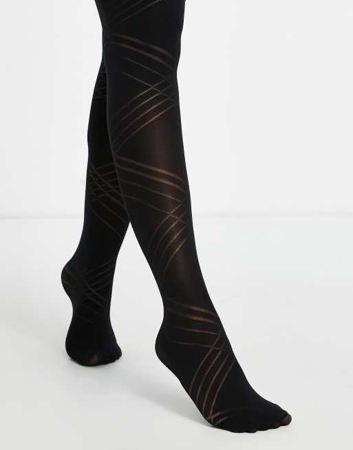 Pretty Polly - Collants opaques à motif diagonal - Noir