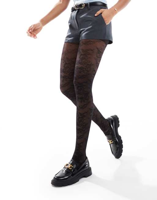 Pretty Polly - Collants ornés de fleurs délicates - Noir