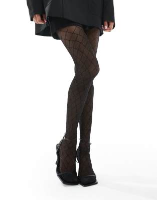 Pretty Polly - Collants pailletés à motif losange - Noir