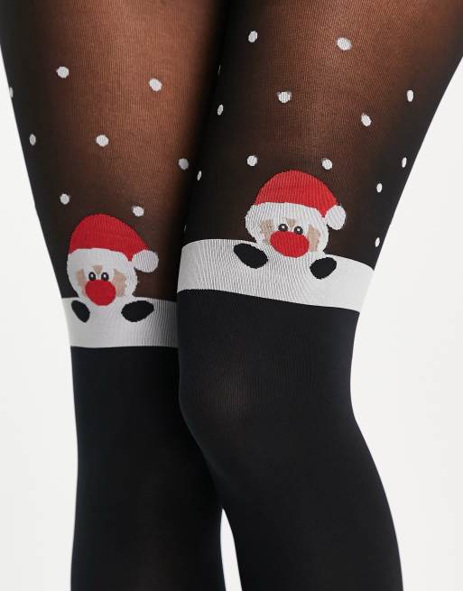 Pretty Polly - Collants bas à motif Père Noël - Noir