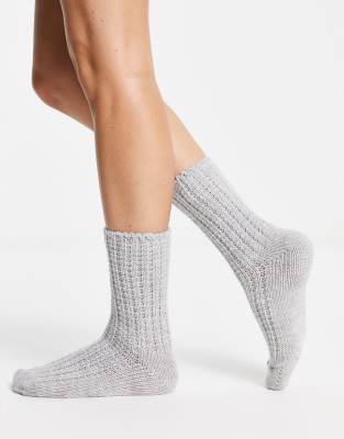 Pretty Polly cosy crew socks in dark grey