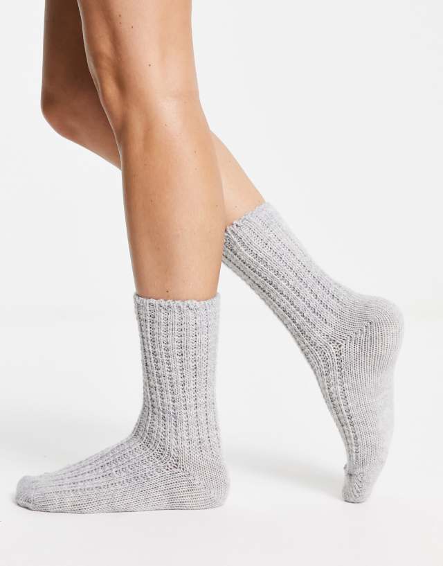 Pretty Polly cozy crew socks in dark gray