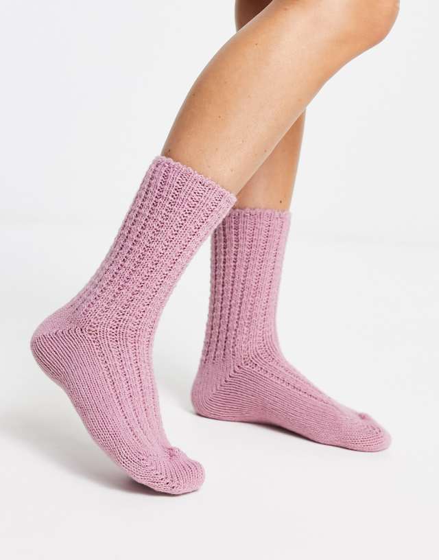 Pretty Polly cozy crew socks in pink