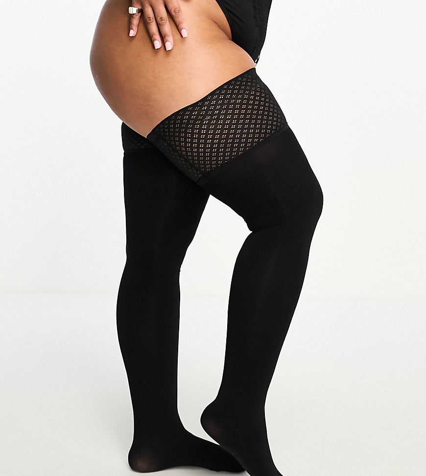 Curve 60d smooth opaque hold ups in black