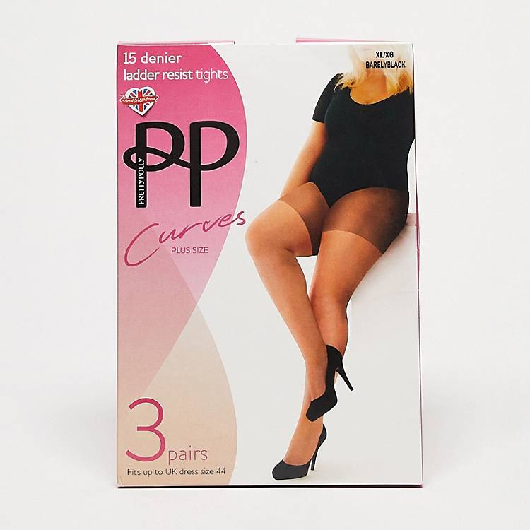 Pretty Polly Curve ladder resist 15 Denier 3 pack tights in barely