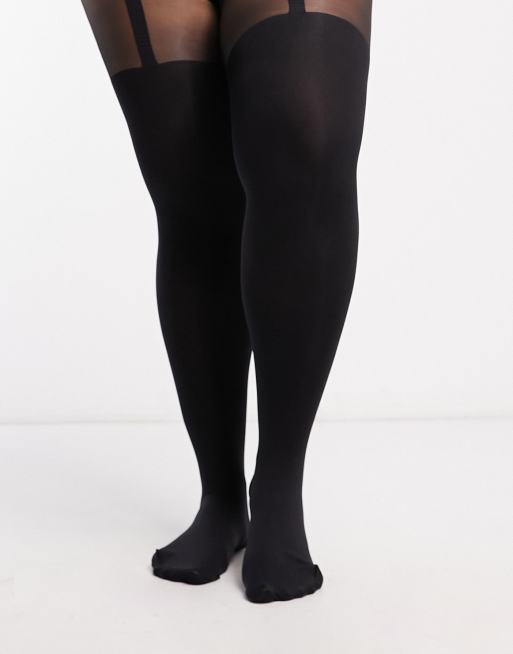 Pretty Polly Curve Mock Suspender Tights In Black Asos 1422