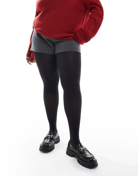 Pretty Polly Curve mock suspender tights in black - view 1