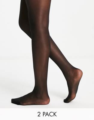 Pretty Polly Pretty Polly Day to night 2 pack gloss tighs in black