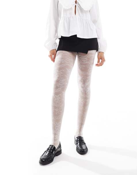 Pretty Polly delicate floral tights in white - view 1