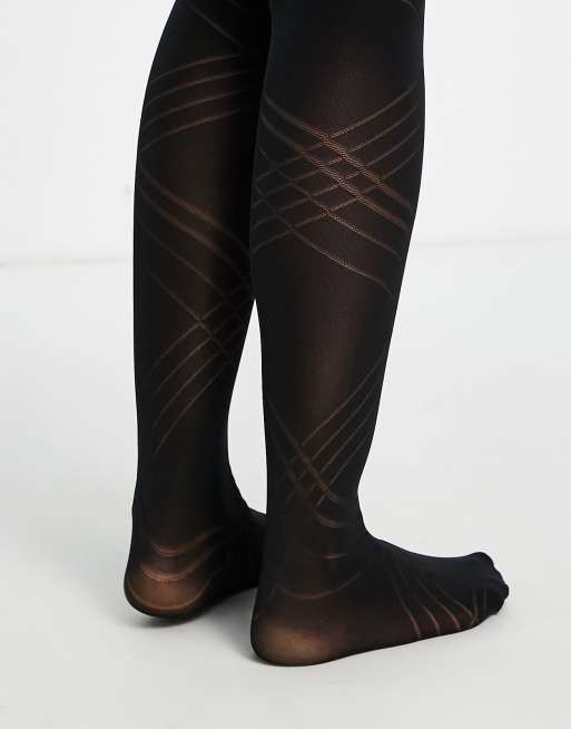 Pretty Polly - Diagonale opaque panty in zwart, 2 van 4