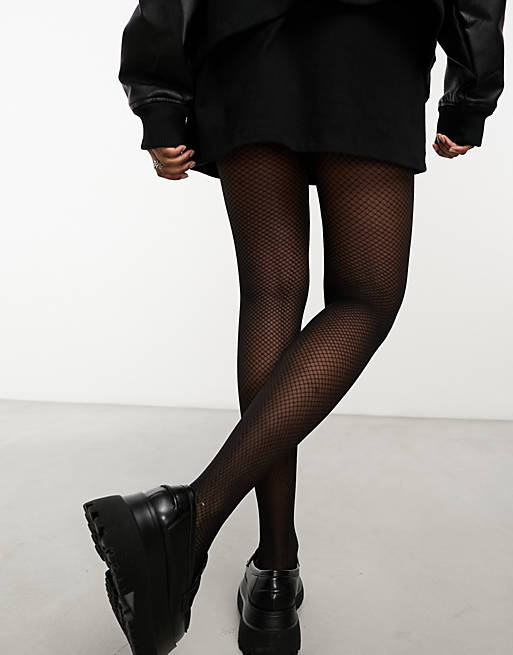 Pretty Polly diamond pattern tulle net tights in black