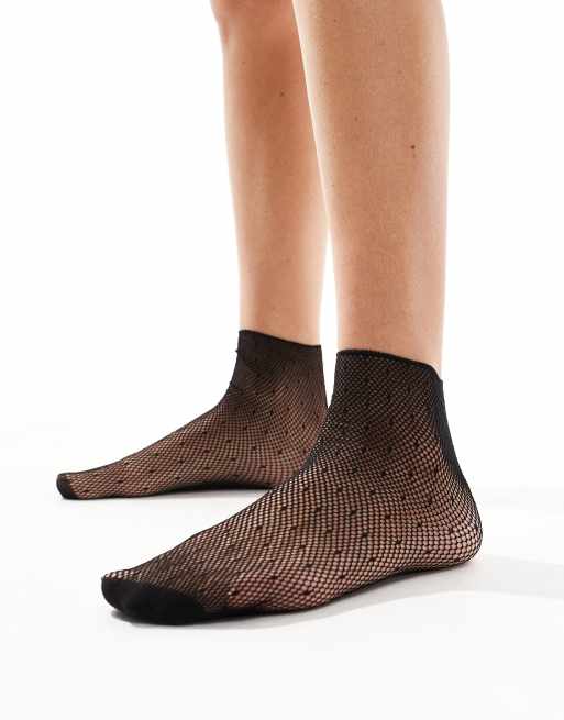Pretty Polly - Doorschijnende sokken van micro-visnet met kleine stipjes in zwart