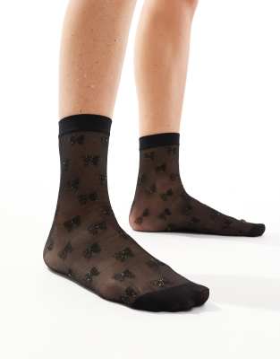 Pretty Polly - Durchsichtige Socken in glitzerndem Schwarz