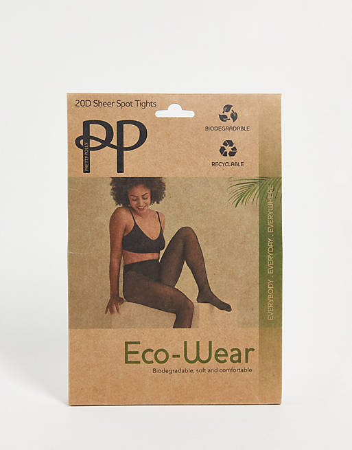 Pretty Polly Eco biodegradable and recyclable sheer spot tights in black