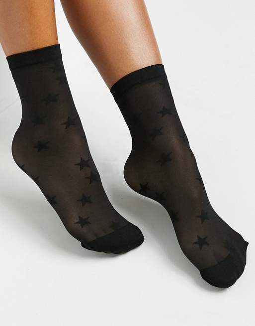 Pretty Polly Exclusive sheer star sock in black