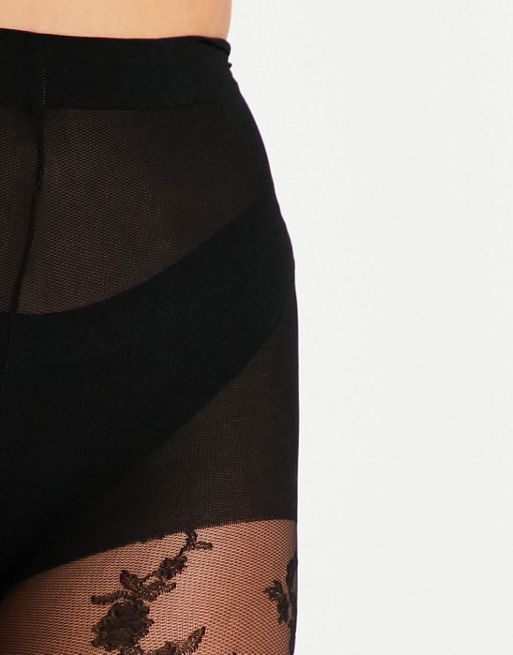 Bat Patterned Sheer Leggings with Elasticated Waist