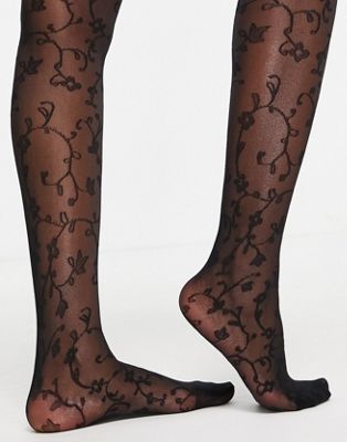 Pretty Polly floral tights in black