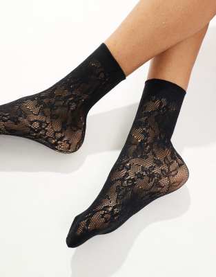 Pretty Polly Pretty Polly lace sheer socks in black