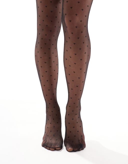 Pretty Polly - Panty bedekt met hartjes in zwart, 2 van 4