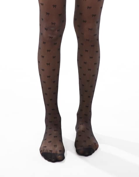Pretty Polly - Panty met all-over strikjesprint in zwart - view 1