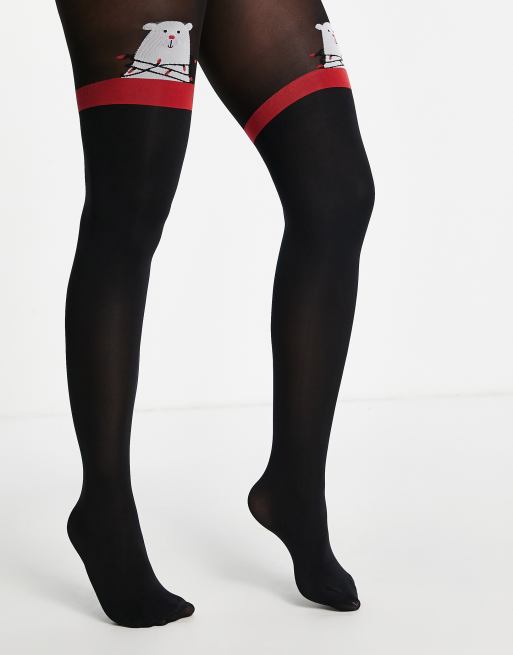 Pretty Polly polar bear tights in black