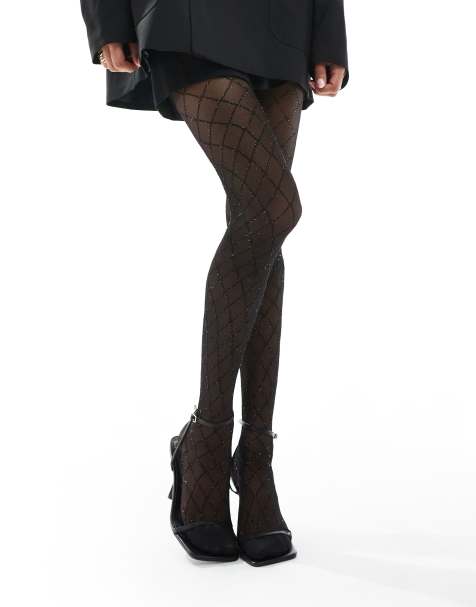 Pretty Polly sparkle diamond tights in black - view 1