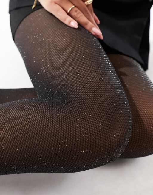 Monki glitter tights in black