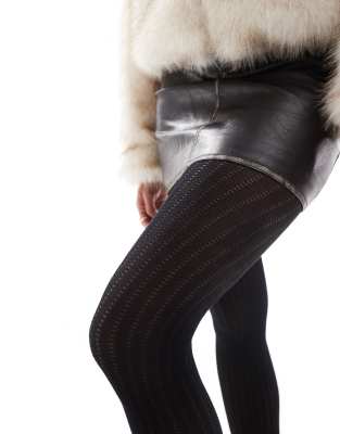 Thumbnail - Pretty Polly - Strumpfhose in Schwarz mit Rippenstruktur