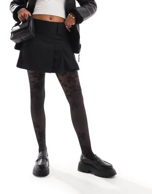 Pretty Polly - Strumpfhose mit Blumenmuster in Schwarz