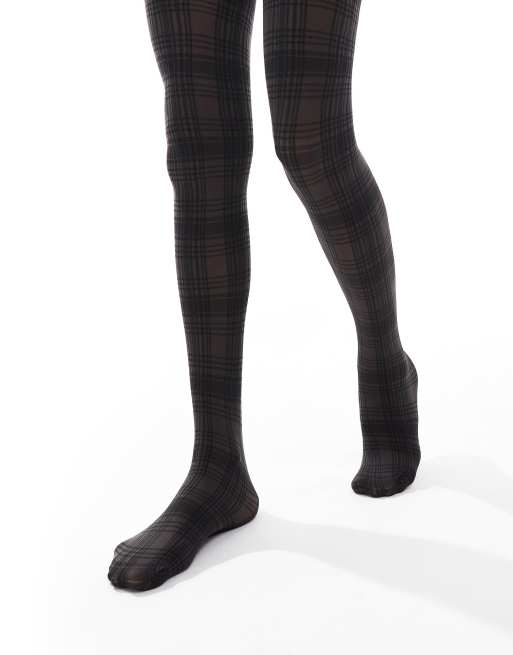 Pretty Polly – Svarta tights med skotskrutigt mönster, 3 av 4