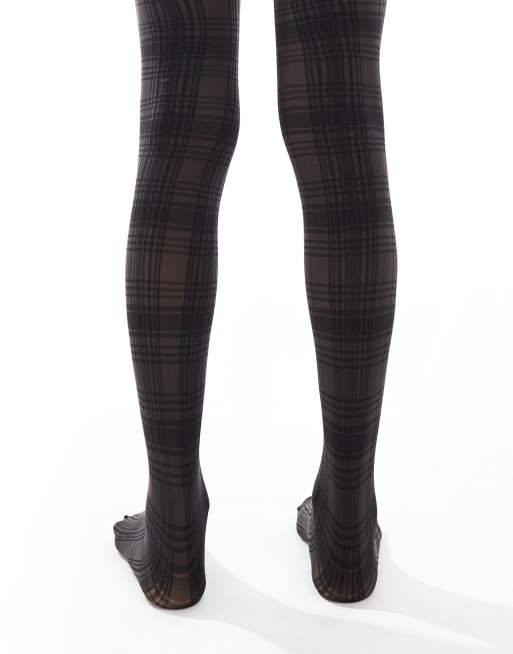 Pretty Polly – Svarta tights med skotskrutigt mönster, 4 av 4