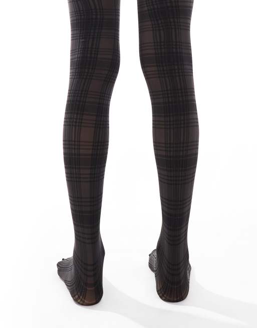 Pretty Polly Tartan pattern tights in black ASOS