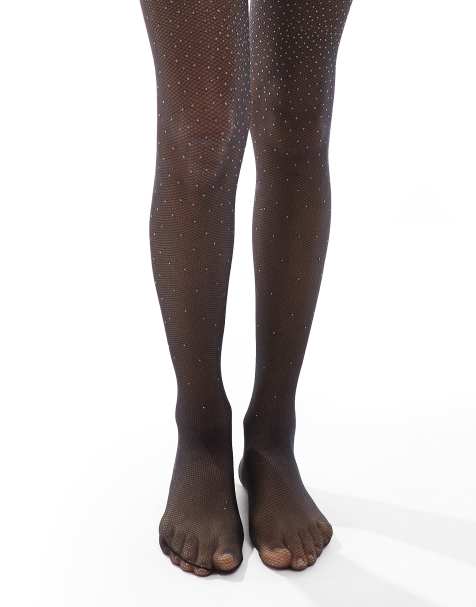 Pretty Polly – Verzierte Fischnetz-Strumpfhose in Schwarz - view 1