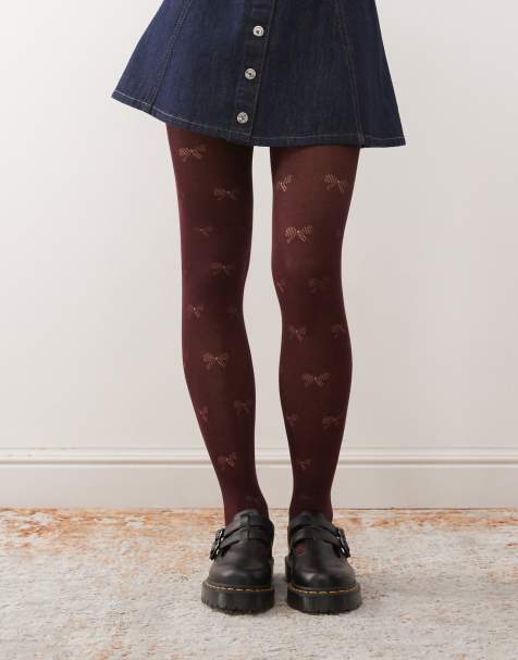 Pretty Polly – Vinröda tights med rosettmönster - view 1