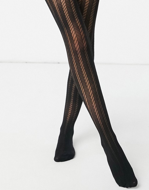 Pretty Polly zig zag patterned tights in black