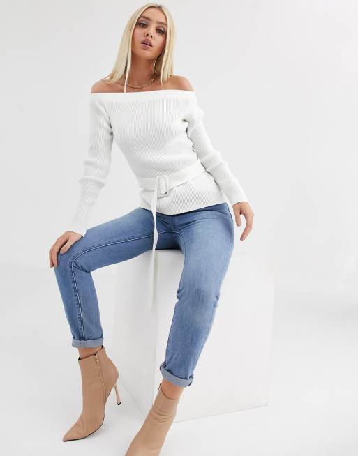 White bardot outlet jumper