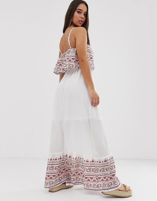 Bardot maxi dress in white paisley