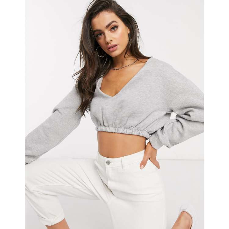 Pretty little thing grey cropped outlet sweater