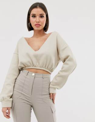 cropped off the shoulder sweatshirt