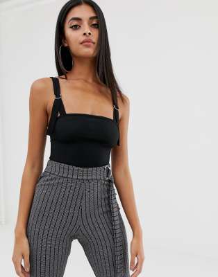 PrettyLittleThing basic ring detail body in black Black