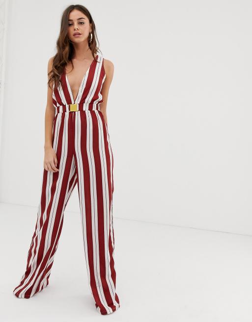 Pretty little thing store striped jumpsuit