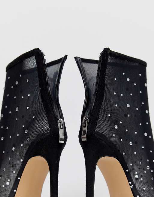 PrettyLittleThing - Bottes à talons avec bout pointu et ornements en strass - Noir, 2 de 4