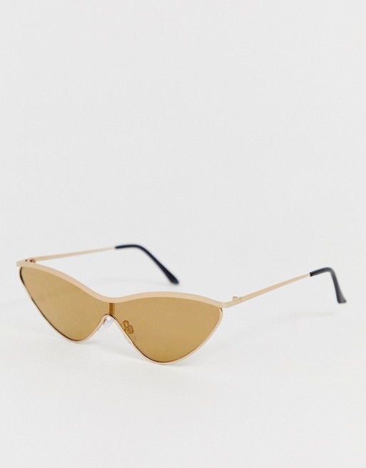 PrettyLittleThing cat eye sunglasses with metal frame in gold
