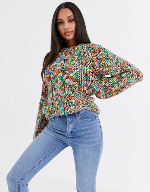 PrettyLittleThing chunky jumper in multicolour