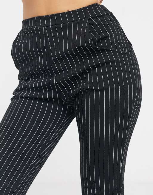 Black and white hot sale striped cigarette trousers