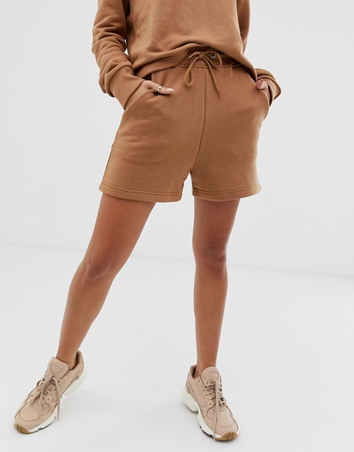 PrettyLittleThing co-ord sweat shorts in camel