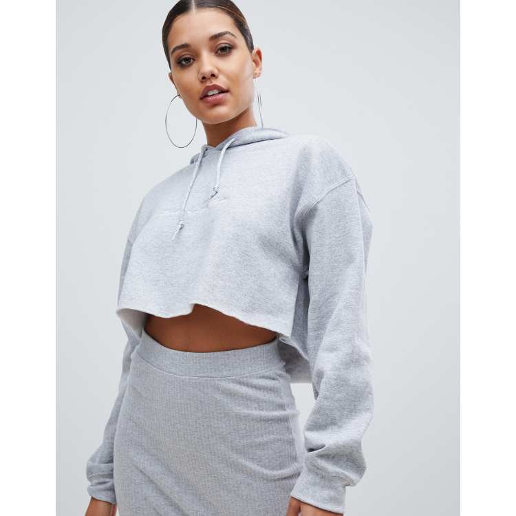 PrettyLittleThing crop hoodie in grey