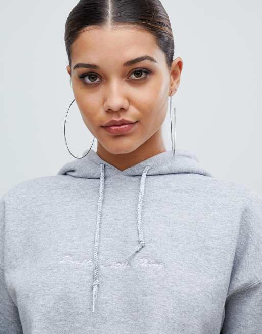 Grey pretty little online thing hoodie