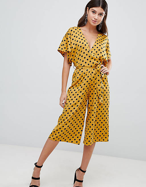 PrettyLittleThing cullotte jumpsuit in polka dot | ASOS